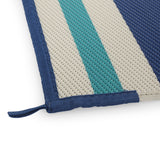 Outdoor Modern Scatter Rug, Night Blue, Turquoise, and Cream - NH410113