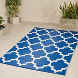 Outdoor Modern Scatter Rug, Night Blue and White - NH610113