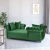 Modern Glam Tufted Velvet Tete-a-Tete Chaise Lounge with Accent Pillows - NH838413