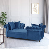 Modern Glam Tufted Velvet Tete-a-Tete Chaise Lounge with Accent Pillows - NH838413