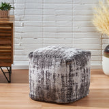 Hand Loomed Boho Fabric Cube Pouf - NH895213