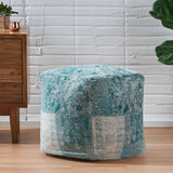 Hand Loomed Boho Fabric Cube Pouf - NH895213