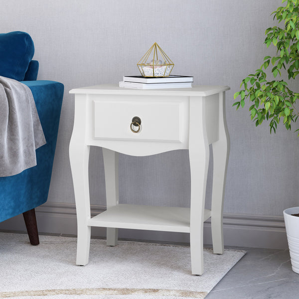 Traditional Wooden Side Table with Drawer - NH676313