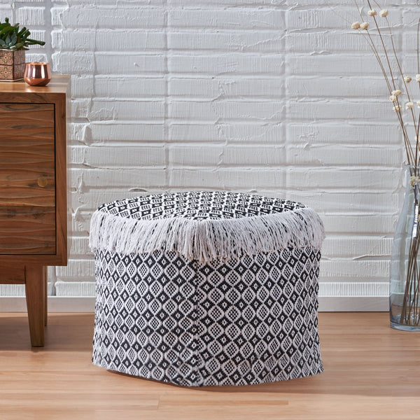 Boho Fabric Cube Pouf - NH426213