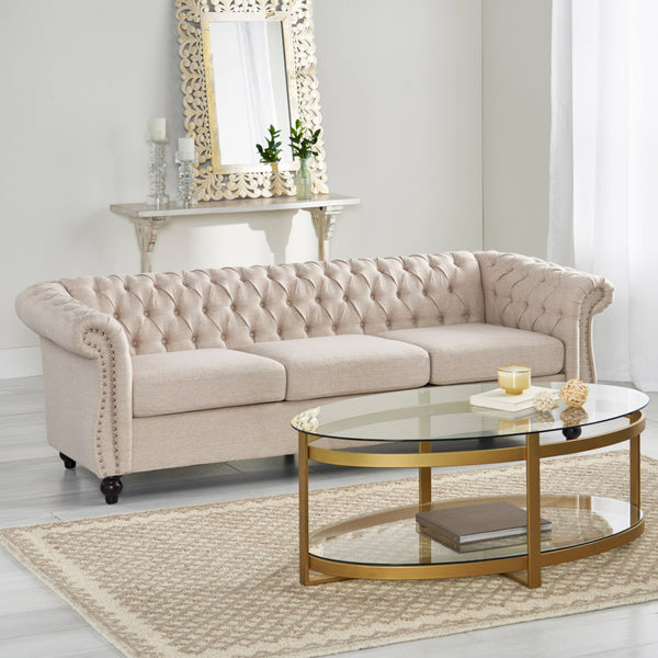 Tufted Fabric Chesterfield 3 Seater Sofa - NH614113