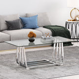 Modern Glass Top Coffee Table, Chrome - NH816413