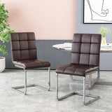 Modern Upholstered Waffle Stitch Dining Chairs, Set of 2 - NH795413