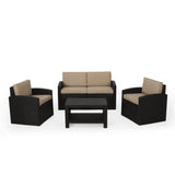 Outdoor Faux Wicker 4 Seater Chat Set with Cushions - NH953313