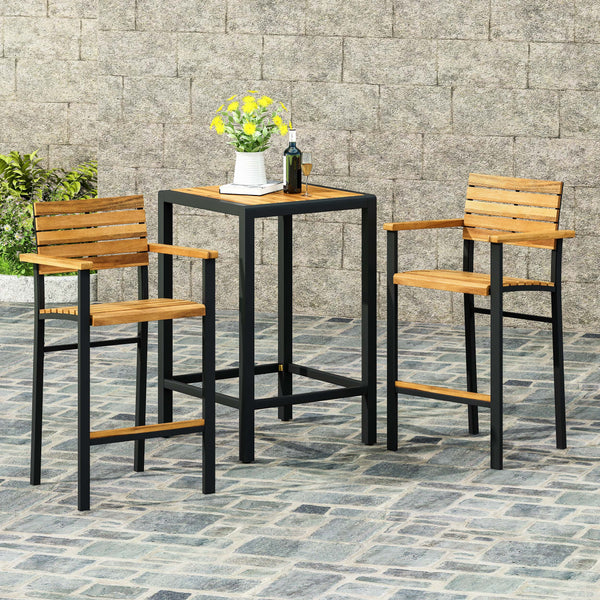 Modern Industrial Acacia Wood Barstool (Set of 2) - NH727213