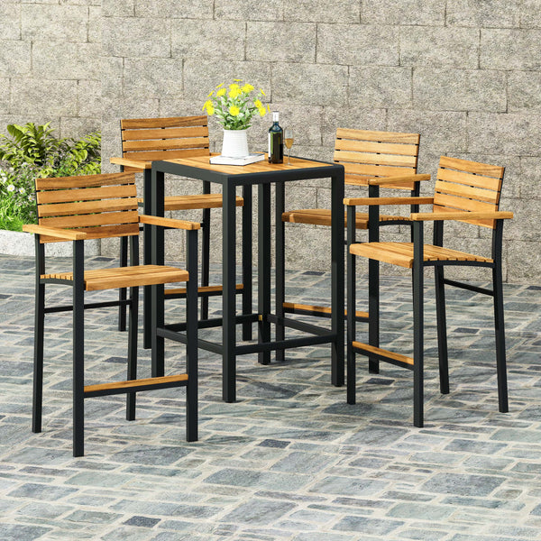 Modern Industrial Acacia Wood Barstool (Set of 4) - NH827213