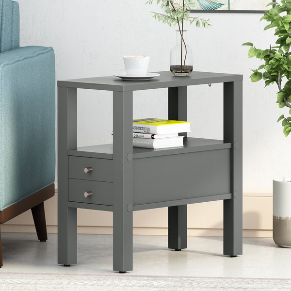 Contemporary Wooden Side Table with Drawer - NH426413