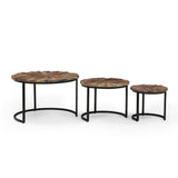 Modern Industrial Wooden Set of Nested Tables - NH517213