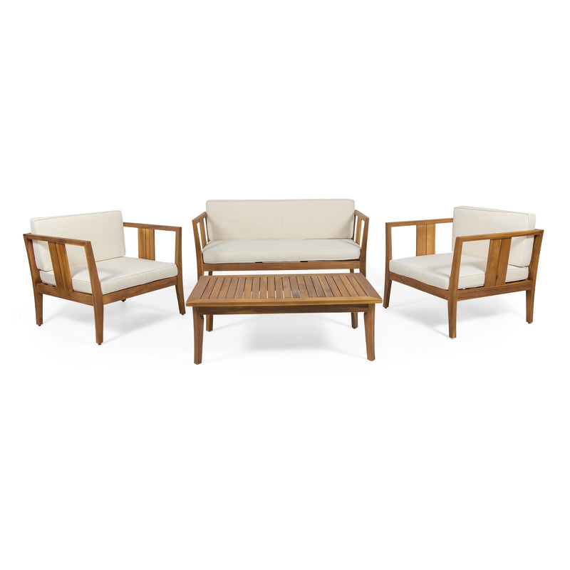 Outdoor 4 Seater Acacia Wood Chat Set - NH990313