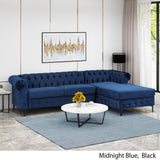 Contemporary Velvet 3 Seater Sectional Sofa with Chaise Lounge - NH621213