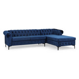 Contemporary Velvet 3 Seater Sectional Sofa with Chaise Lounge - NH621213