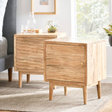 Handcrafted Boho Acacia Wood Nightstands, Set of 2, Natural - NH655413