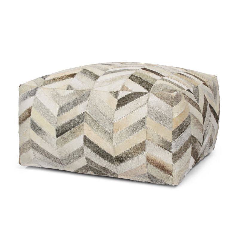 Handcrafted Boho Cowhide Pouf - NH918213