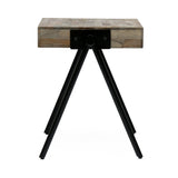 Handcrafted Modern Industrial Mango Wood Side Table - NH216313