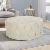 Modern Glam Round Tufted Velvet Ottoman Coffee Table - NH552213