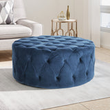 Modern Glam Round Tufted Velvet Ottoman Coffee Table - NH552213