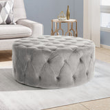 Modern Glam Round Tufted Velvet Ottoman Coffee Table - NH552213