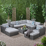 Outdoor 7 Seater Wicker Sectional Sofa Set with Sunbrella Cushions - NH125803