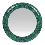 Boho Handcrafted Round Mosaic Wall Mirror, Green - NH184413