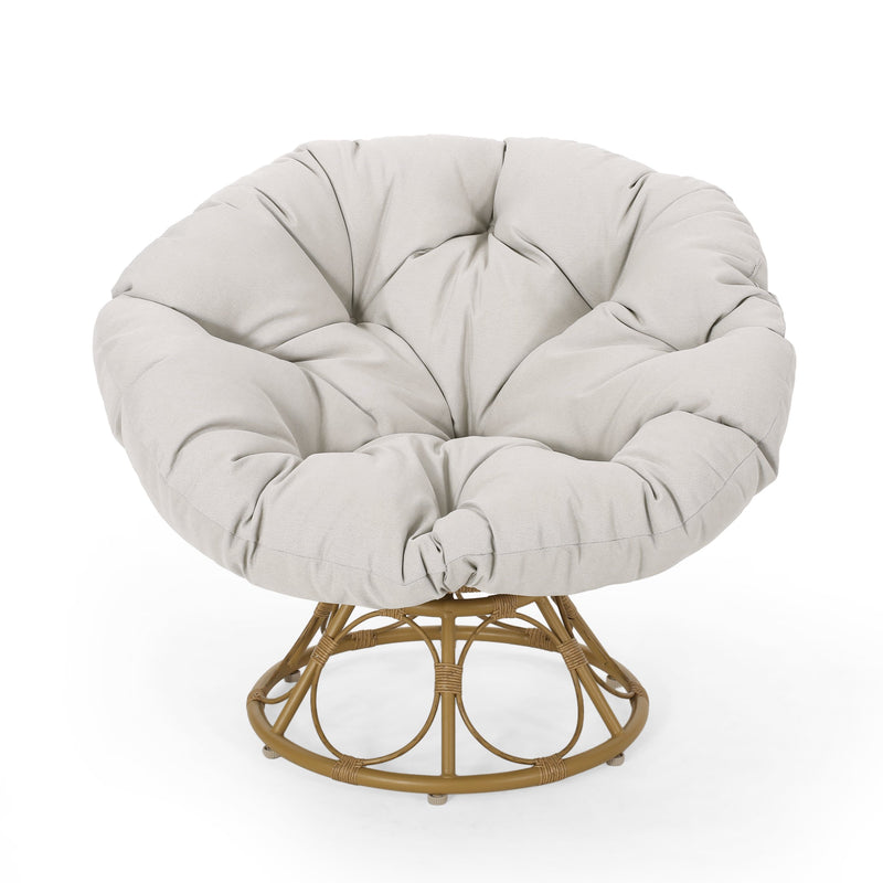 Outdoor Papasan Swivel Chair with Water Resistant Cushion - NH630313