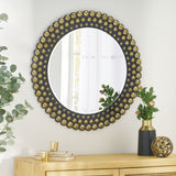 Contemporary Studded Round Wall Mirror - NH794313