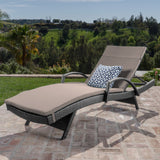 Outdoor Grey Wicker Armed Chaise Lounge w/ Water Resistant Cushion - NH481103