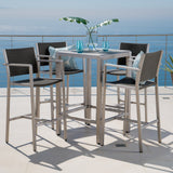 Outdoor 5 Piece Grey Wicker Bar Set - NH005003