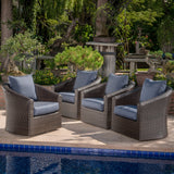 Outdoor Aluminum Framed Mix Brown Wicker Swivel Club Chair - NH621203