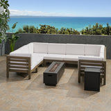 Outdoor U-Shaped Sectional Sofa Set with Fire Pit - NH701703