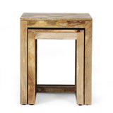 Handcrafted Boho Mango Wood Nesting Tables - NH416313