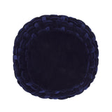 Modern Glam Handcrafted Cable Weave Velvet Round Pouf - NH714413