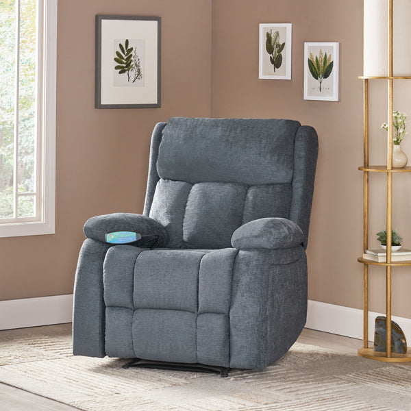 Contemporary Pillow Tufted Massage Recliner - NH681413