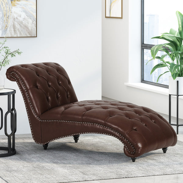 Contemporary Button Tufted Chaise Lounge - NH043413