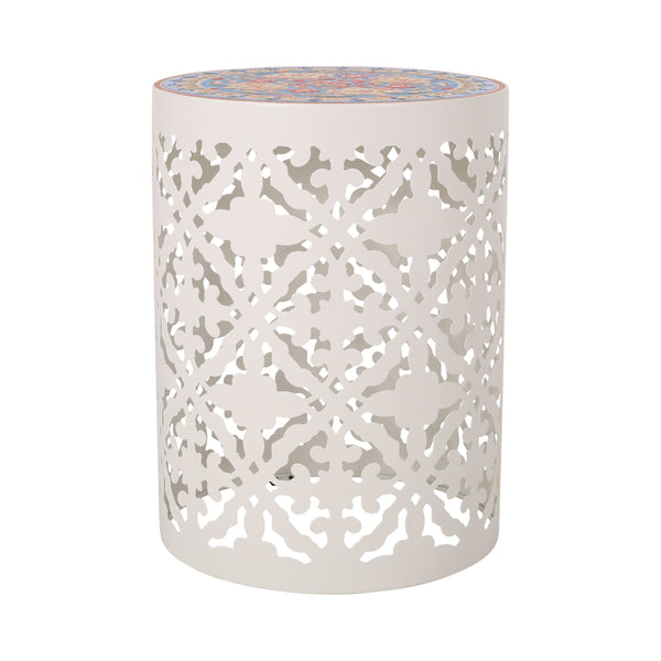 Outdoor Lace Cut Side Table with Tile Top - NH060313