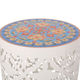 Outdoor Lace Cut Side Table with Tile Top - NH060313