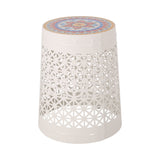 Outdoor Lace Cut Side Table with Tile Top - NH660313