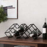 Modern Industrial 7 Bottle Tabletop Wine Rack, Black - NH600513