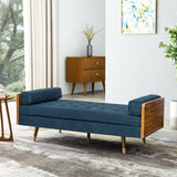 Mid-Century Modern Tufted Double End Chaise Lounge with Bolster Pillows - NH227413