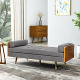 Mid-Century Modern Tufted Double End Chaise Lounge with Bolster Pillows - NH227413