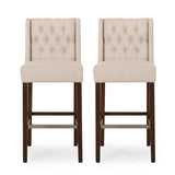 Contemporary Wingback Faux Leather Barstools (Set of 2) - NH362313