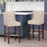 Contemporary Wingback Faux Leather Barstools (Set of 2) - NH362313