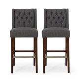 Contemporary Wingback Faux Leather Barstools (Set of 2) - NH362313