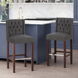 Contemporary Wingback Faux Leather Barstools (Set of 2) - NH362313