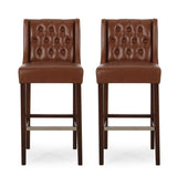 Contemporary Wingback Faux Leather Barstools (Set of 2) - NH362313