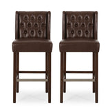 Contemporary Wingback Faux Leather Barstools (Set of 2) - NH362313