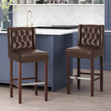 Contemporary Wingback Faux Leather Barstools (Set of 2) - NH362313